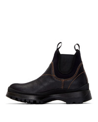 Prada Black Leather And Neoprene Chelsea Boots