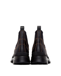Prada Black Leather And Neoprene Chelsea Boots