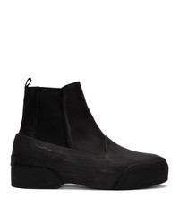 Dries Van Noten Black Leather And Rubber Chelsea Boots