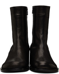 AMOMENTO Black Leather Ankle Boots