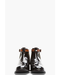 Alexander McQueen Black Leather Ankle Strap Chelsea Boots