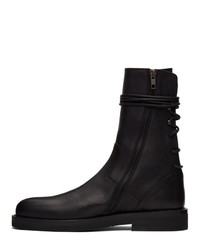 Ann Demeulemeester Black Leather Back Lace Boots