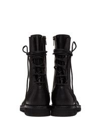 Ann Demeulemeester Black Leather Back Lace Boots