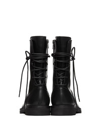 Ann Demeulemeester Black Leather Back Lace Up Boots