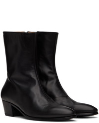 Rhude Black Leather Chelsea Boots