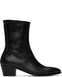 Rhude Black Leather Chelsea Boots
