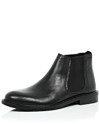 River Island Black Leather Chunky Chelsea Boots