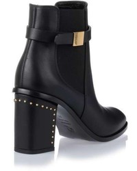 Alexander McQueen Black Leather Embellished Chelsea Boot