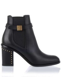 Alexander McQueen Black Leather Embellished Chelsea Boot