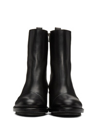 Ann Demeulemeester Black Leather Heel Combat Boots