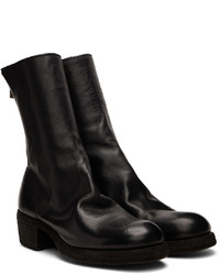 Guidi Black Leather Heeled Boots