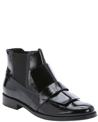 Tod's Black Leather Loafer Slip On Chelsea Booties