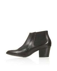Topshop Black Leather Low Heeled Chelsea Boots 100% Leather Heel Height Approximately 2 Specialist Leather Clean Only