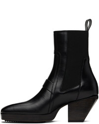 Rick Owens Black Leather Sliver Boots
