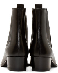 Saint Laurent Black Leather Wyatt Chelsea Boots