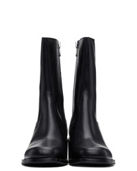 Dries Van Noten Black Leather Zip Up Boots