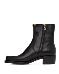 Rochas Homme Black Leather Zip Up Boots