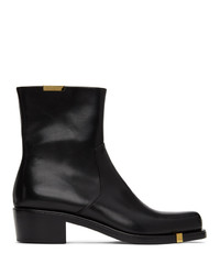 Rochas Homme Black Leather Zip Up Boots