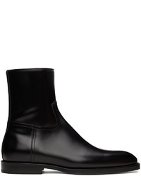 Dries Van Noten Black Leather Zip Up Boots