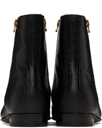 Gucci Black Lizard Chelsea Boots