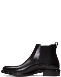 Givenchy Black Lizard Iconic Stud Chelsea Boots