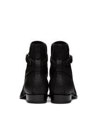 Saint Laurent Black Lizard Wyatt Jodhpur Boots