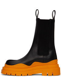 Bottega Veneta Black Orange Tire Chelsea Boots