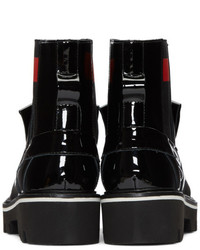 MSGM Black Patent Fringe Chelsea Boots