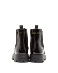 Prada Black Patent Oxford Chelsea Boots