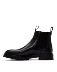 Lanvin Black Pebbled Chelsea Boots