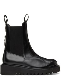 Toga Virilis Black Polished Leather Chelsea Boots