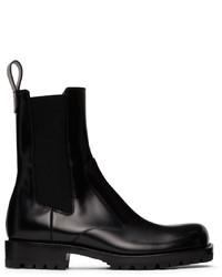Dries Van Noten Black Polished Leather Chelsea Boots