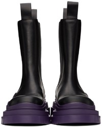 Bottega Veneta Black Purple Tire Chelsea Boots