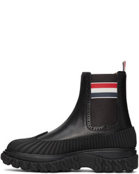 Thom Browne Black Rwb Stripe Duck Chelsea Boots
