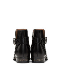 Gucci Black Side Guccy Plata Boots