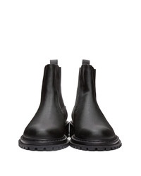 Solid Homme Black Textured Leather Chelsea Boots