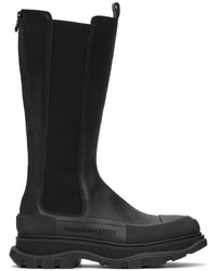 Alexander McQueen Black Tread Slick Tall Boots