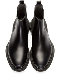 Lanvin Black White Leather Chelsea Boots