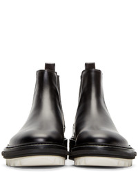 Lanvin Black White Leather Chelsea Boots