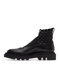 Givenchy Black Woven Combat Chelsea Boots