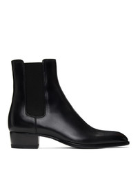 Saint Laurent Black Wyatt Chelsea Boots, $895 | SSENSE | Lookastic