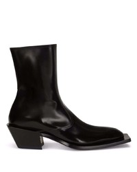 Dolce & Gabbana Block Heel Leather Ankle Boots