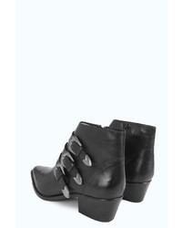 Boohoo Boutique Ella Western Buckle Leather Boot