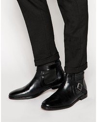 Asos Brand Buckle Chelsea Boots In Leather