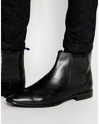 Asos Brand Chelsea Boots In Black Leather With Blue Back Pull