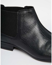Asos Brand Chelsea Boots In Leather With Snakeskin Effect