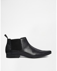 Asos Brand Chelsea Boots In Leather With Snakeskin Effect