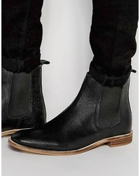 Asos Brand Chelsea Boots In Textured Black Leather