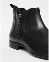 Asos Brand Zip Chelsea Boots In Leather