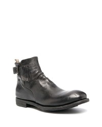 Officine Creative Buckle Strap Leather Ankle Boots